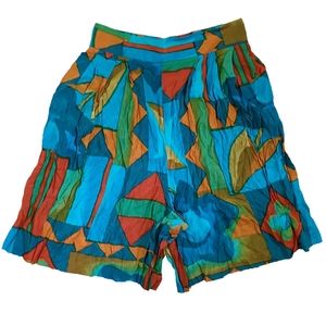 1980s crazy abstract high waisted shorts